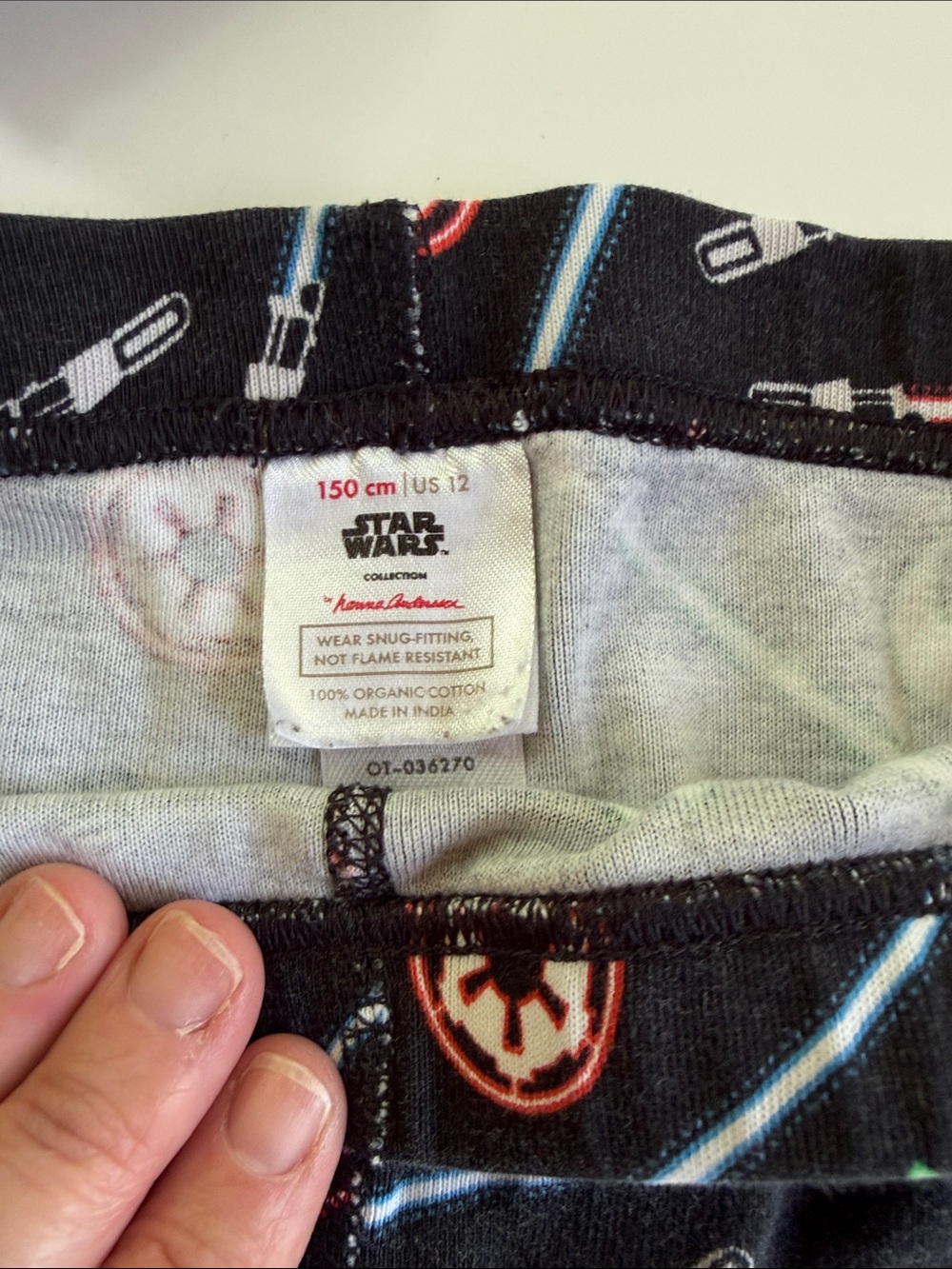 Hanna Andersson Black Pajama Set with Red, Green & Blue Lightsaber Graphics - Picture 4 of 5